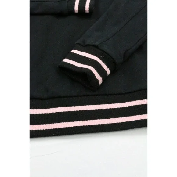 Fila Sweatshirt Womens French Terry Elastic Hem Stretch Black Rainbow Crew Neck - Picture 7 of 15